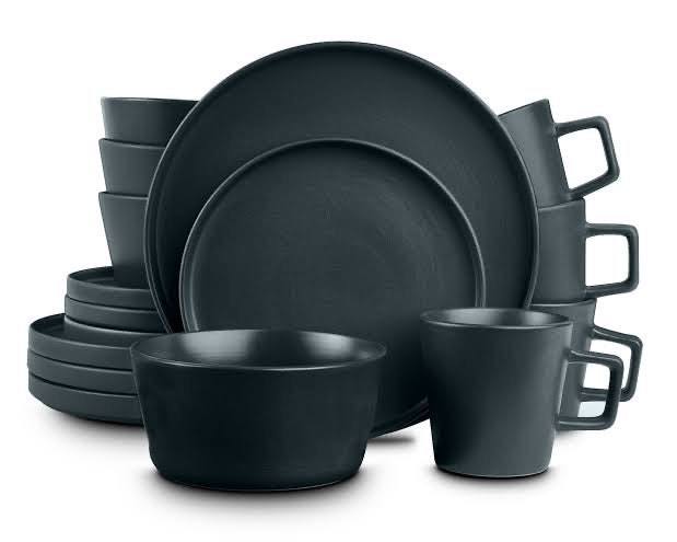 16-Piece Matte Black Dinnerware Set