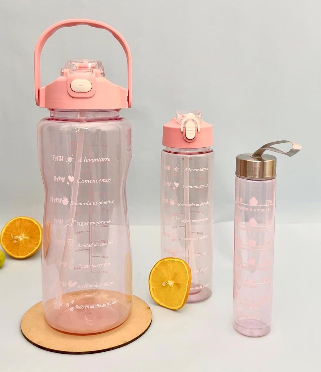Time-Marked Water Bottle Set (Pink)