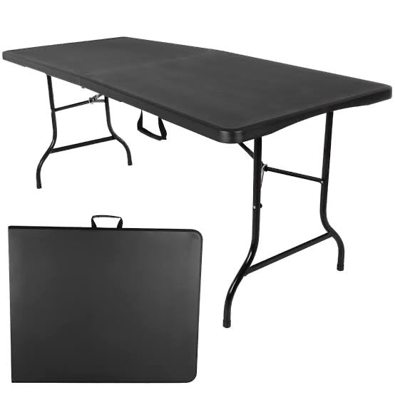 6ft Foldable Plastic Table - Black (Portable & Durable)
